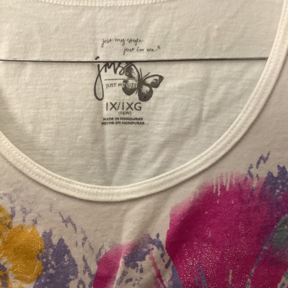 Women’s Hanes JMS Just My Size Flower Sparkly Short Sleeve Tee Shirt 1X - Picture 4 of 7